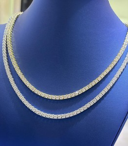 Chaîne tennis en argent avec moissanite VVS, collier diamant rond, plaqué rhodium, bijoux hip-hop - Product Image 1