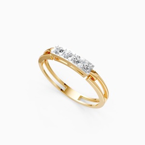 Anillo geométrico con diamantes en forma de espiga de oro amarillo, blanco y rosa de 9 quilates - Product Image 3
