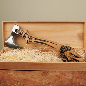Portable Industrial Grade Carbon Steel Camping <b>Axe</b> Multi-Purpose Hatchet with Wooden <b>Handle</b> and Protective Cover. - Product Image 6