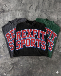 Camisetas Personalizadas con Serigrafía, Ropa Urbana, Tela Suave y Transpirable, Servicios OEM, Venta al Por Mayor, Camisetas Cortadas con Lavado Ácido y Corte Cuadrado - Product Image 3