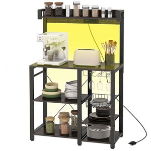 Scaffale Industriale Grigio da Cucina con Stazione di Ricarica, Illuminazione RGB, Portabicchieri e Vano Aperto - per Garage - Product Image 1