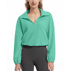 <b>Half</b> <b>Zip</b> Cropped Pullover <b>Sweatshirt</b> Casual Design <b>Women's</b> Athletic Crop Streetwear Fashion Bold Trendy Workout Gear <b>Sweatshirt</b> - Product Image 5