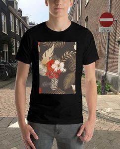 Camisetas de algodón para hombre con estampado floral, camiseta informal de manga corta con cuello redondo y estampado de arte japonés, camiseta básica holgada para verano y playa - Product Image 5