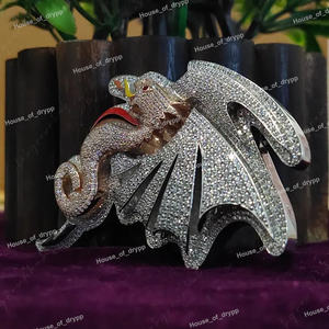 จี้เงินแท้ 925 รูปมังกรประดับเพชรโมอิสซาไนต์ ดีไซน์มังกรปีกแข็งแรง สไตล์ฮิปฮอป สร้อยคอสำหรับทุกเพศ - Product Image 4