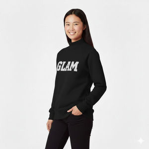 Womens Orange <b>Mock</b> <b>Neck</b> Sweatshirt Oversized Casual Fleece Pullover Winter Streetwear <b>Top</b> - Product Image 2