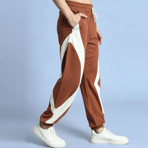 Pantalones Deportivos de Algodón Marrón para Hombre, Cintura Elástica con Cordón, Estilo Casual, Franja Lateral, Peso Medio, Transpirables, para Otoño - Product Image 2