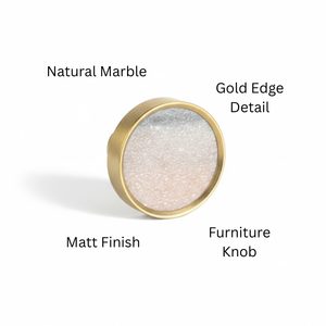 ลูกบิดหินอ่อนสไตล์มินิมอล ขอบสีทอง ผิวด้าน ขนาด 5.75 ซม. ทนทาน เป็นมิตรกับสิ่งแวดล้อม เหมาะสำหรับห้องน้ำ บ้าน บาร์ ห้องครัว ห้องนอน ห้องนั่งเล่น ตู้เก็บของ - Product Image 3
