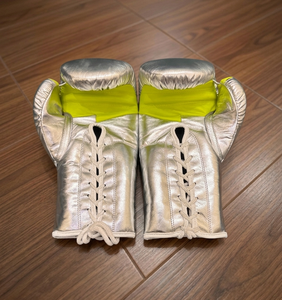 Fly Boxing <b>Gloves</b> Head Guard Groin Guard Set <b>Silver</b> Yellow Real Leather Lace-Up Customizable Lightweight Unisex MMA Martial Arts - Product Image 6