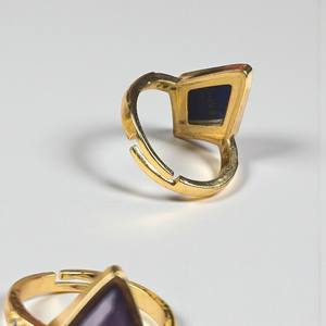 925 Sterling Silver <b>Kite</b> Shape Howlite Ring – 10x15mm Natural Stone Gold Plated Handmade Ring - Product Image 3