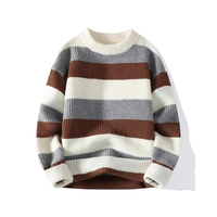 Pull en laine tricoté 240g sans logo pour homme, style décontracté chaud pour l'hiver, avec patchwork anti-boulochage personnalisé par trois fabricants OEM internationaux