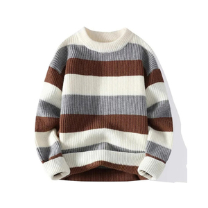 Pull en laine tricoté 240g sans logo pour homme, style décontracté chaud pour l'hiver, avec patchwork anti-boulochage personnalisé par trois fabricants OEM internationaux - Product Image 4