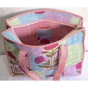 Sac fourre-tout en coton matelassé à fleurs indiennes fait main, sac à bandoulière pour femme, sac de shopping bohème - Product Image 5