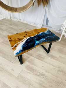 Custom Luxury <b>Epoxy</b> Resin River <b>Table</b> Solid Wood Live Edge Dining Conference Office <b>Table</b> Handmade Modern Wooden Furniture - Product Image 1
