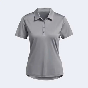 Chemise à manches courtes pour femme, couleur unie grise, tissu en toile décontracté, 220g, séchage rapide, 100% coton, coupe classique - Product Image 5
