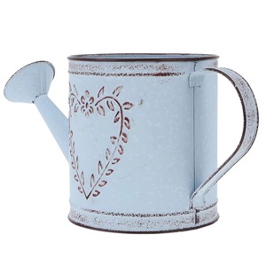 Arrosoir en fer peint à la main, bleu, avec motif floral, pour le jardinage - Product Image 5
