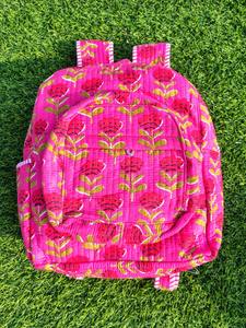 Nueva Mochila Escolar Bohemia Hecha a Mano para Niños, Ligera, Linda, de Algodón Acolchado Rosa con Estampado Floral, Directo del Mayorista - Product Image 2