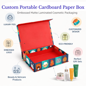 Caja de Regalo Rígida Ecológica Hecha a Mano de Alta Calidad |   Empaque Portátil de Cartón Reciclado con Laminado Mate y Grabado en Relieve - Product Image 5