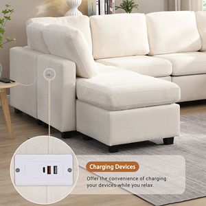103 divano letto componibile a forma di U con due ottomani mobili e tre porte USB per soggiorno - Product Image 5