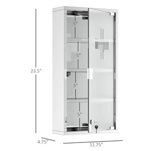 Mobile da Bagno con Armadietto Portamedicinali a 4 Ripiani in Acciaio Inossidabile con Serratura 12x24 - Product Image 3