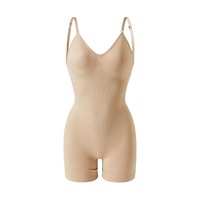 Body sculptant sans couture pour femme, col en V, bretelles spaghetti, contrôle du ventre, rehausseur de fesses, amincissant mi-cuisse