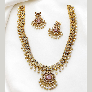 Ensemble collier et boucles d'oreilles pour femme JeweleMarket, plaqué or, pierres en cristal, style ethnique, pour mariage, fiançailles, anniversaire, fête, cadeau - Product Image 4