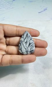 Cabochon de Jaspe Pinolithe Naturel, Pierre Précieuse en Cristal pour Création de Bijoux, Fourniture de Pierres de Guérison, Blanc et Noir - Product Image 1
