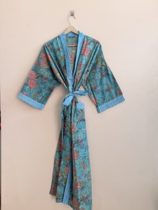 Bata kimono larga de algodón transpirable para mujer - Product Image 5