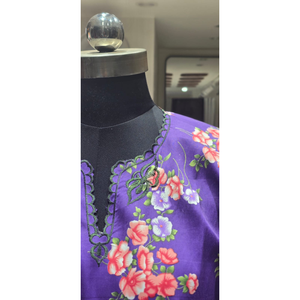 Baju Kurung Kedah pour femmes, tenue ethnique traditionnelle, longueur mi-cuisse, coupe ample, imprimé feuille d'aluminium, pour fêtes et occasions décontractées, qualité export, vente en gros - Product Image 5