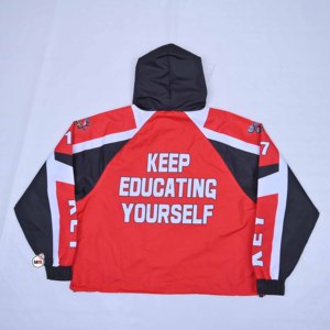 Custom Logo Streetwear Plus Size Wholesale 100% Cotton Printed Solid Jogging Tracksuit Men's Zip-Up Jacket Nylon Windbreaker - Product Image 4