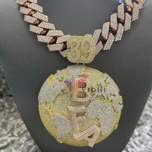 Pendentif Moissanite pour hommes personnalisé en usine bijoux glacés VVS Moissanite diamants chaîne cubaine pendentif Hip Hop nom personnalisé 3D - Product Image 3