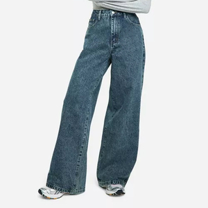 Nouveau design 2026 – Jean ample et droit en denim, longueur ras du sol, style printemps, coupe décontractée pour femme américaine, bleu - Product Image 1