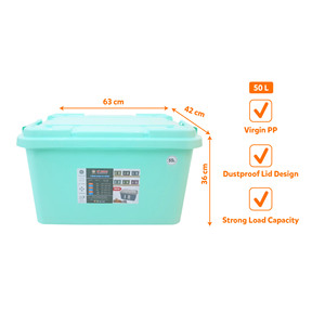 55L <b>Plastic</b> Storage Box with Lids and <b>Wheels</b> Heavy Duty Organizer Container Stackable Large Capacity Container for Home Office - Product Image 1