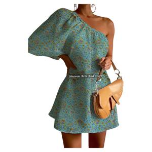 Nuevo Vestido de Algodón para Mujer, Estilo Elegante, con un Hombro Descubierto y Manga Abullonada, Ideal para Fiestas de Cumpleaños, Cenas y Eventos Nocturnos - Product Image 2