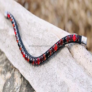 Bande de sourcils en cuir noir, Durable et résistant aux rayures, 1 rangée de cristaux de strass multicolores imperméables - Product Image 2