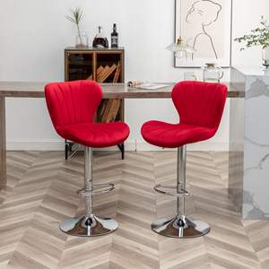 Ellston Set di 2 sgabelli girevoli regolabili imbottiti in rosso - Product Image 3