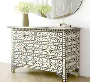 Belladec Handcrafted Eco-Friendly Bone Inlay Console Table Brass <b>Knobs</b> Modern Design Luxury Storage Furniture for Living Home - Product Image 6
