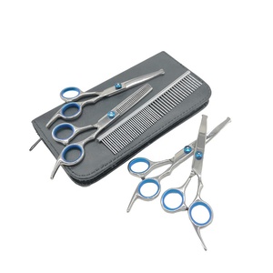 Kit Profesional de Tijeras de Acero Inoxidable para Peluquería Canina, Incluye Tijeras de Entresacar Curvas y Rectas - Product Image 3
