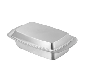 กล่องชีสสแตนเลสสตีลแบบคลาสสิกทำมือพร้อมฝาปิด กล่องเก็บเนย ราคาสุดคุ้ม - Product Image 1