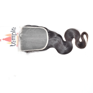Extensions de cheveux humains indiens non traités Remy 5*5 Closure Machine Double Weft 100% vierges couleur naturelle pour femmes, ondulations profondes - Product Image 1