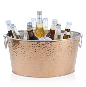 Rustic Copper Galvanized Ice <b>Bucket</b> Beverage Holder with Textured Finish 5L Capacity Portable Durable Available Wholesale Prices - Product Image 1