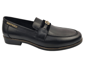Mocasines de Cuero Negro para Hombre Brentwood, Punta Redonda, Sin Cordones, para Oficina y Carrera Profesional, Color Sólido, Suela de Goma Acolchada - Product Image 1