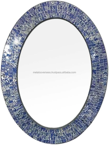 Espejo de mosaico de decoración de pared para sala de estar, mosaico de forma ovalada, espejo de pared azul océano para decoración de pared, gran oferta, Morden redondo - Product Image 4