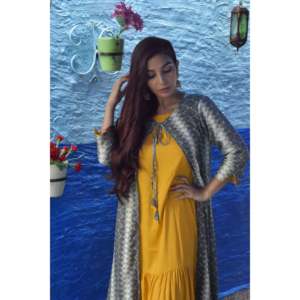 Chevron Mustard Casual Dresses Set Elegant <b>Shrugs</b> <b>for</b> <b>Women</b> - Product Image 1