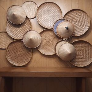 Panier en bambou artisanal écologique disponible, plateau rond pour fruits, décoration murale, organisateur de cuisine, vente en gros - Product Image 2