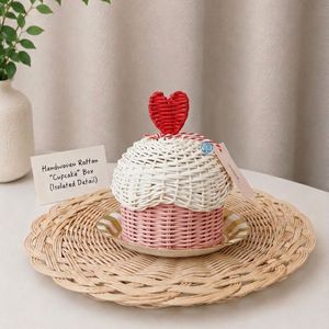 Eco Friendly Natural Handmade Rattan Cupcake Candy Box With Heart Top For Ramadan <b>Eid</b> Kids <b>Gift</b> Basket Wholesale Supplier - Product Image 6