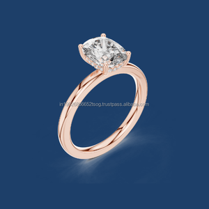 Aura Vida 14K Gold Plated Luxury White Gold <b>Solitaire</b> <b>Ring</b> with Synthetic Lab Grown Brilliant Cut Diamond for Engagement Gifting - Product Image 1