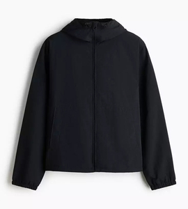 Veste coupe-vent noire pour hommes, veste décontractée légère et coupe-vent à capuche, coupe ample, vêtements d'extérieur pour l'automne - Product Image 4