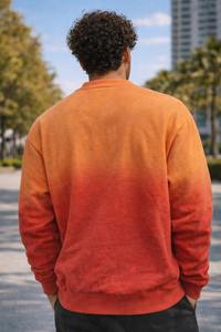Sudadera Naranja para Hombre de Calidad Superior, Material de Algodón Personalizado, Estilo Urbano, Lavado Ácido, Parches, Sudadera para Hombre - Product Image 4