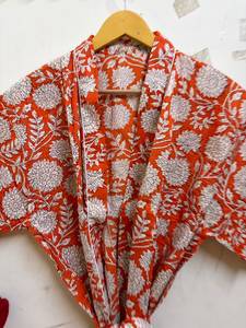 Peignoir Kimono en Coton Respirant à Col en V et Cordon de Serrage Imprimé Numérique pour Femme, Robe de Bain Florale Légère pour la Plage et le Spa - Product Image 2