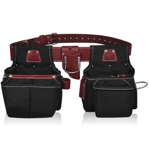 Portaherramientas de Cuero Vacuno Genuino de Alta Resistencia, Múltiples Bolsillos para Herramientas, Presilla para Martillo, Costuras Reforzadas, Impermeable - Product Image 3